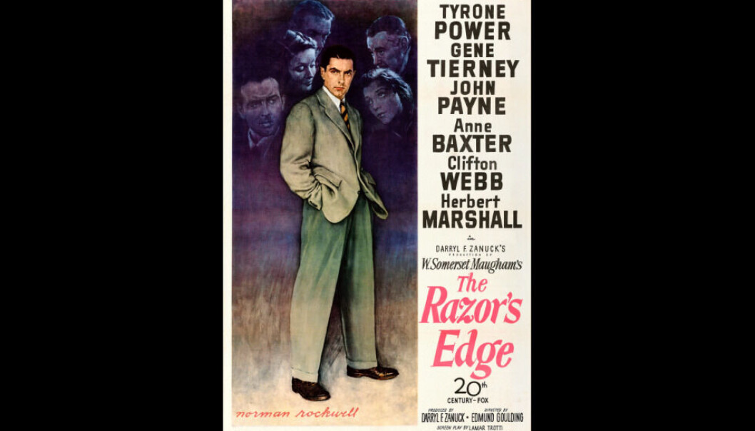 Hvorfor er akkurat The Razor’s Edge blitt stående som en av mine absolutte favorittromaner, spør Hilde Susan Jægtnes. Bildet viser en poster til filmatiseringen av romanen. Kilde: Wikimedia Commons. Hvorfor er akkurat The Razor’s Edge blitt stående som en av mine absolutte favorittromaner, spør Hilde Susan Jægtnes. Bildet viser en poster til filmatiseringen av romanen. Kilde: Wikimedia Commons.