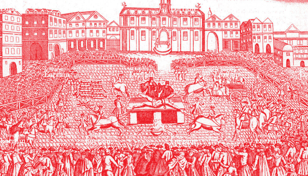 Det finnes alltid noen som har det verre enn deg. Bildet viser henrettelsen av Robert-Francois Damiens, som i 1757 ble revet i fire til offentlighetens forlystelse etter å ha forsøkt å myrde Ludvig XV. Kilde: Wikimedia Commons. Det finnes alltid noen som har det verre enn deg. Bildet viser henrettelsen av Robert-Francois Damiens, som i 1757 ble revet i fire til offentlighetens forlystelse etter å ha forsøkt å myrde Ludvig XV. Kilde: Wikimedia Commons.
