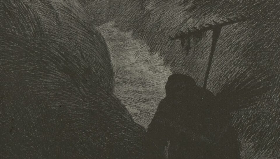 Svartedauden er blant de mest kjente epidemiene i historien. Den etterlot seg sterke avtrykk i kultur og historie: Særlig kjent i Norge er Theodor Kittelsens 'Svartedauden' fra 1900, der han blant annet tegner fram 'Pesta', personifiseringen av sykdommen. Bildet viser 'Pesta kommer', fra Kittelsens serie. Svartedauden er blant de mest kjente epidemiene i historien. Den etterlot seg sterke avtrykk i kultur og historie: Særlig kjent i Norge er Theodor Kittelsens 'Svartedauden' fra 1900, der han blant annet tegner fram 'Pesta', personifiseringen av sykdommen. Bildet viser 'Pesta kommer', fra Kittelsens serie.