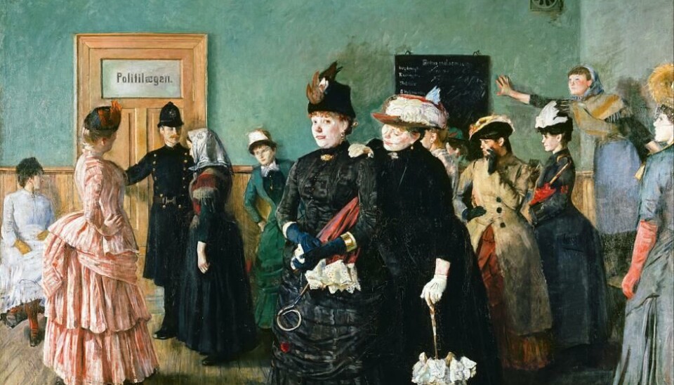 Christian Krohg: Albertine i politilægens venteværelse (1886).