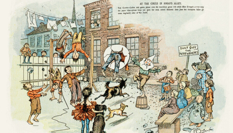 «At the Circus in Hogan's Alley», tegnet av Richard F. Outcault. Kilde: Wikimedia Commons.