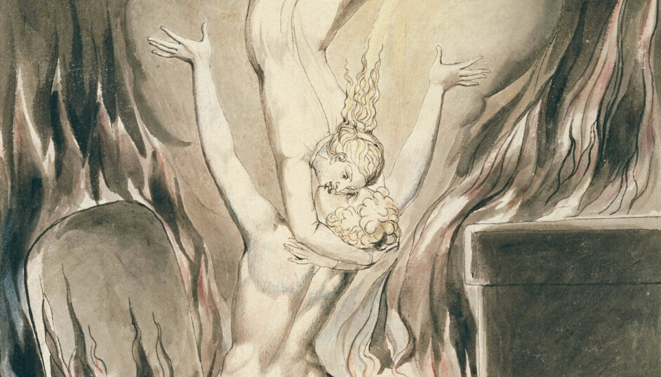 Gjenforent? Kropp og sjel møtes igjen i William Blakes illustrasjon til Robert Blairs dikt 'The Grave'.