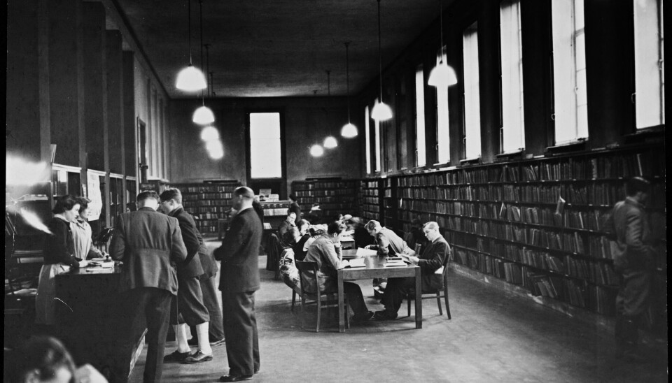 Deichmanske bibliotek ved Hammersborg var No
rges første offentlige bibliotek. Her et bilde
fra 1948. F