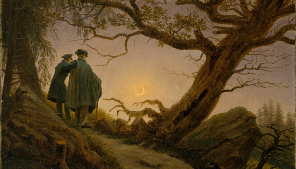 Two Men Contemplating the Moon, av Caspar David Friedrich